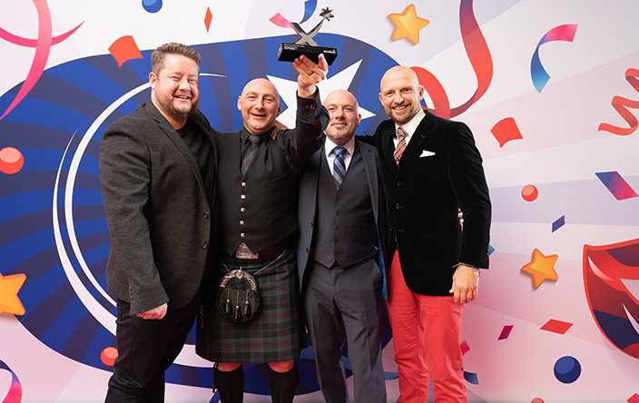 Employee of the Year: John McAllister, Sodexo Energy & Resources (second from left) with colleagues and Sodexo ambassador Matt Dawson (far right)