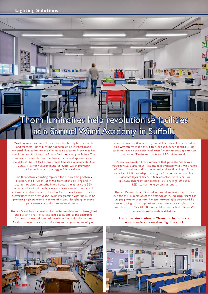 Thorn Luminaires Help Revolutionise Facilities At A Samuel Ward Academy In Suffolk