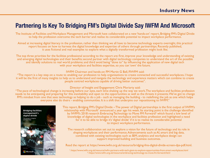 Partnering Is Key To Bridging FM’s Digital Divide Say IWFM And Microsoft