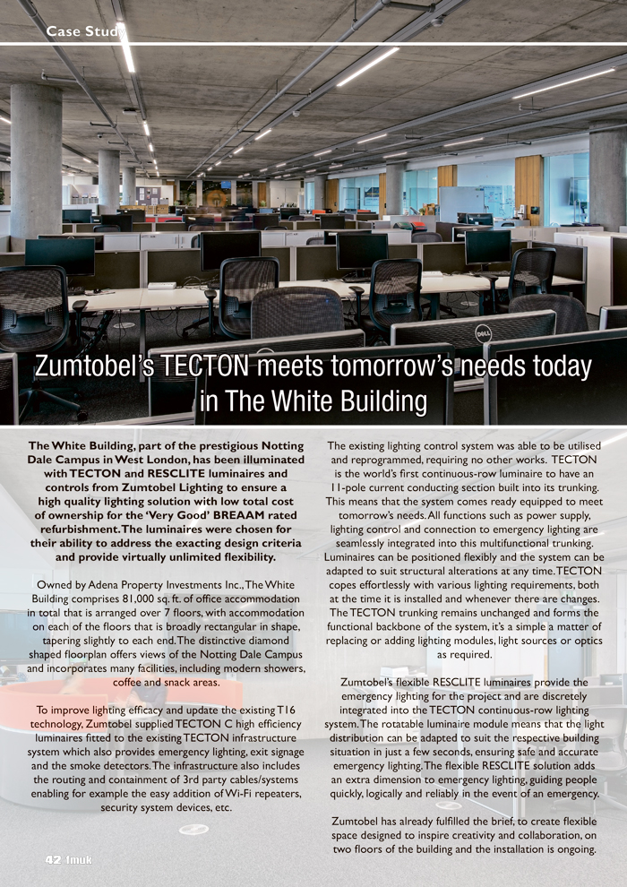 Zumtobel’s TECTON meets tomorrow’s needs today in The White Building