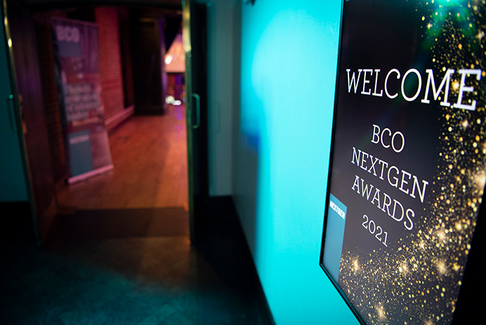 Entrance to the BCO NextGen 2021 awards