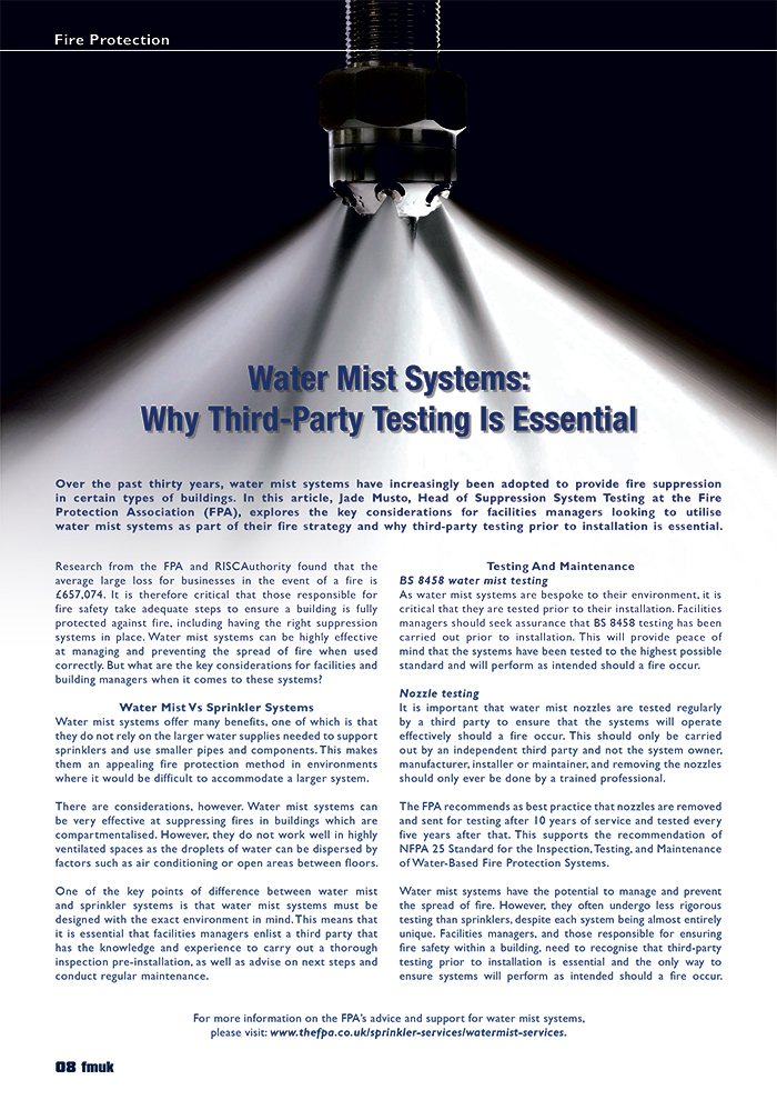 Water Mist Systems: Why Third-Party Testing Is Essential