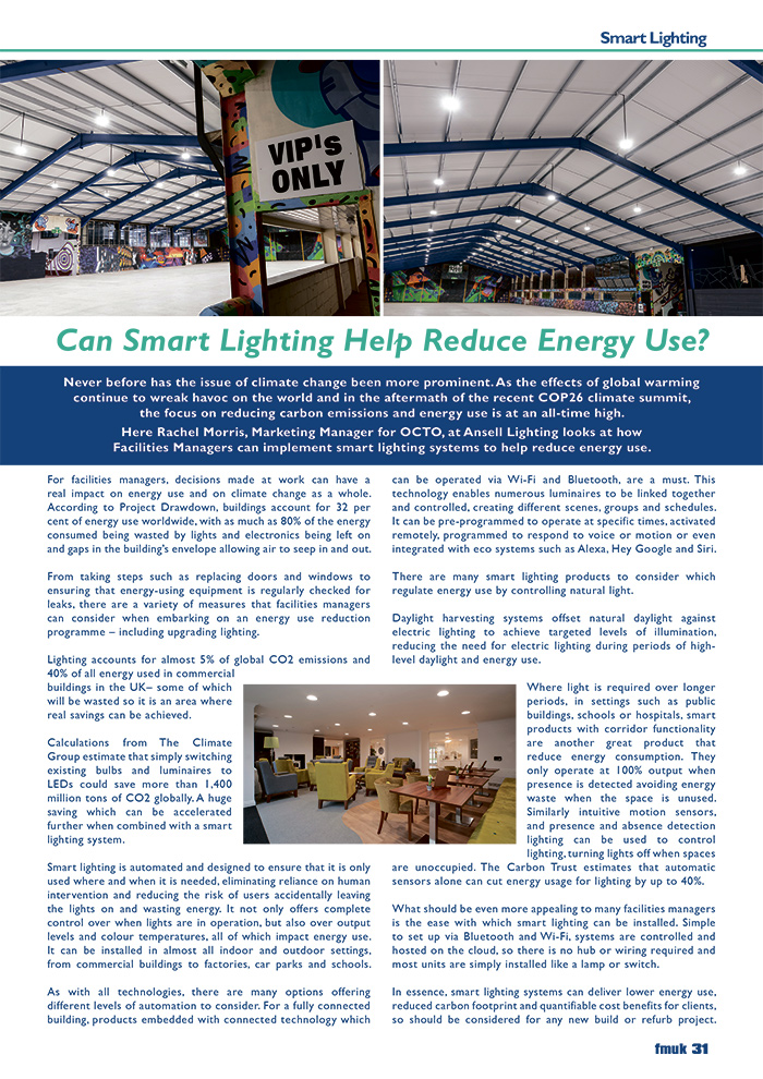 Facilities Management: Can Smart Lighting Help Reduce Energy Use?