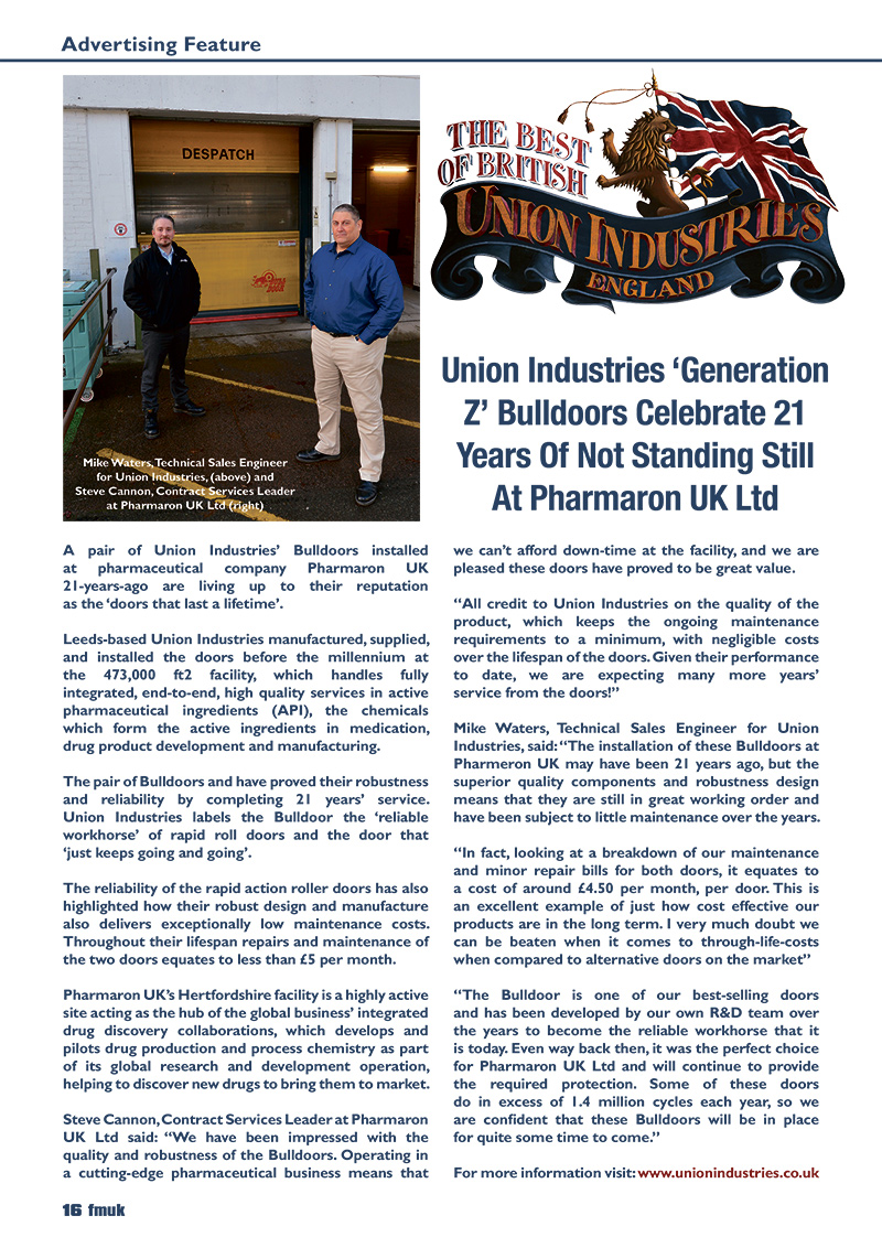 Union Industries 'Generation Z' Bulldoors Celebrate 21 Years Of Not Standing Still At Pharmaron UK Ltd