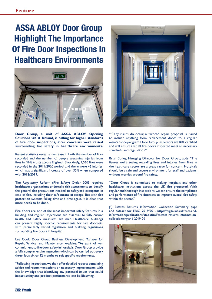 ASSA ABLOY Door Group Highlight The Importance Of Fire Door Inspections In Healthcare Environments