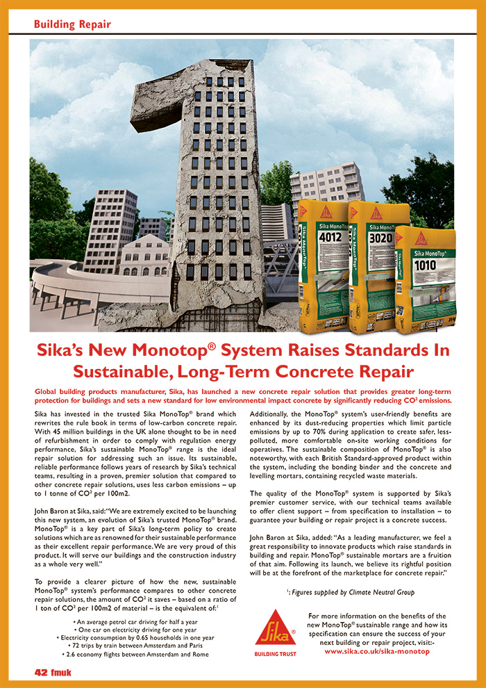 Sika’s New Monotop® System Raises Standards In Sustainable, Long-Term Concrete Repair
