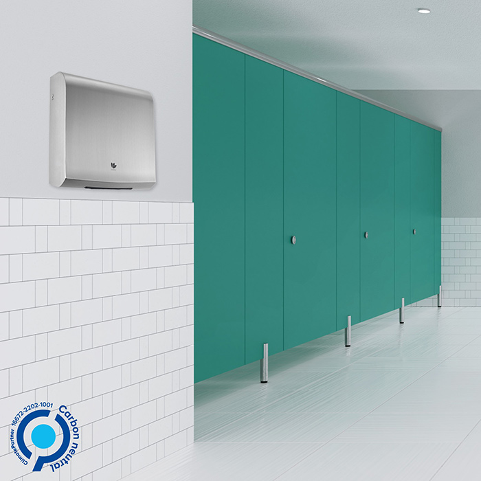 Carbon Neutral Hand Dryers by Intelligent Facility Solutions in a washroom