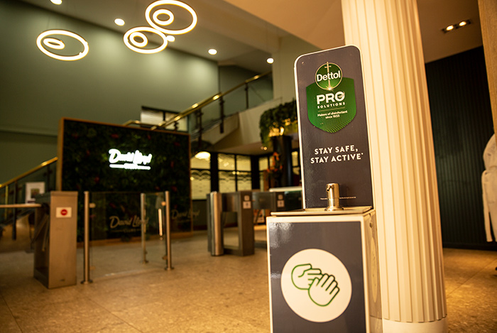 Dettol Pro Solutions at the entrance to David Lloyd Leisure