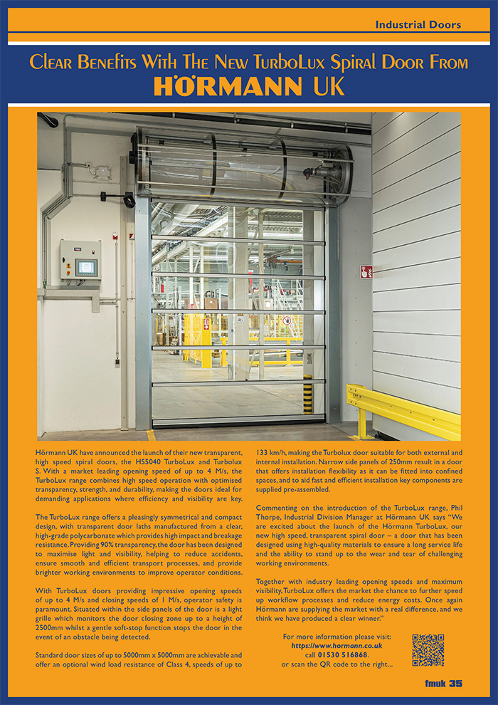 Clear Benefits With The New TurboLux Spiral Door From Hörmann UK
