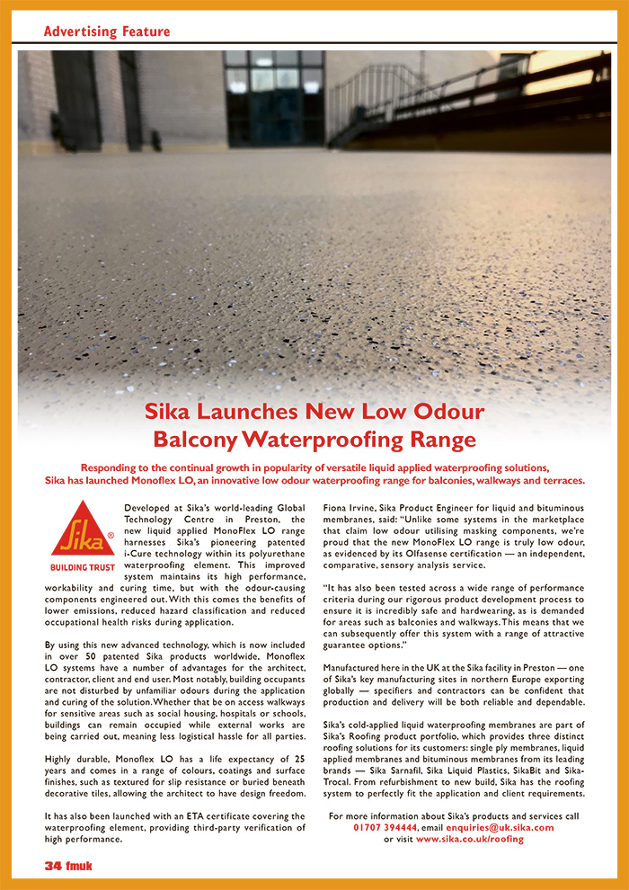 Sika Launches New Low Odour Balcony Waterproofing Range