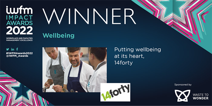 At the same Awards, 14forty won in the Wellbeing category for their progressive approach to employee catering.