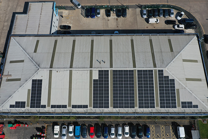 rooftop solar panels installed on Michael Smith Switchgear by the Geo Green Power team