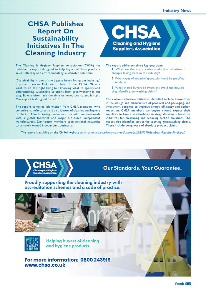 CHSA Publishes Report On Sustainability Initiatives In The Cleaning Industry