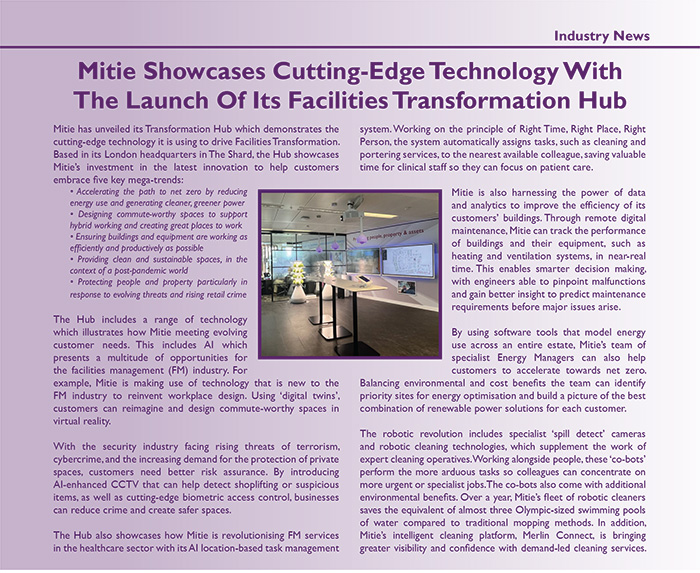 Mitie Showcases Cutting‑Edge Technology With The Launch Of Its Facilities Transformation Hub