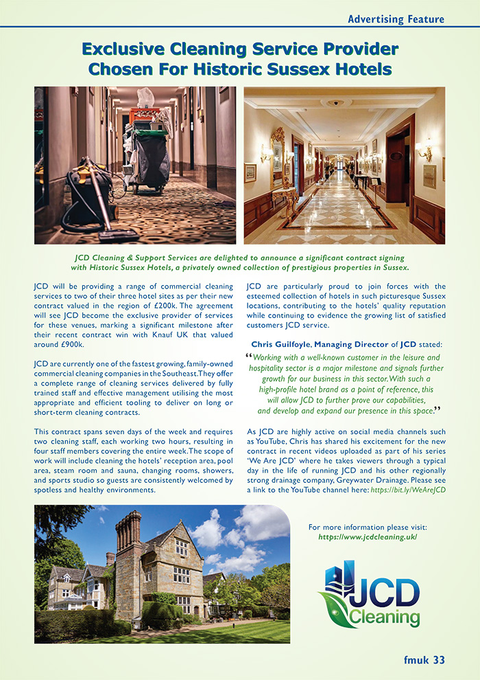 Exclusive Cleaning Service Provider Chosen For Historic Sussex Hotels
