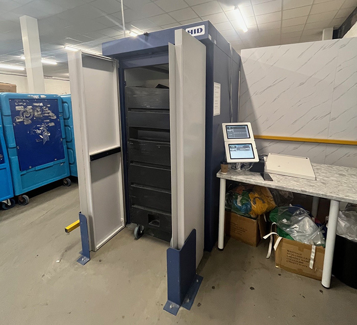 The news cabin scanning unit provided by HID for Royal Jersey Laundry
