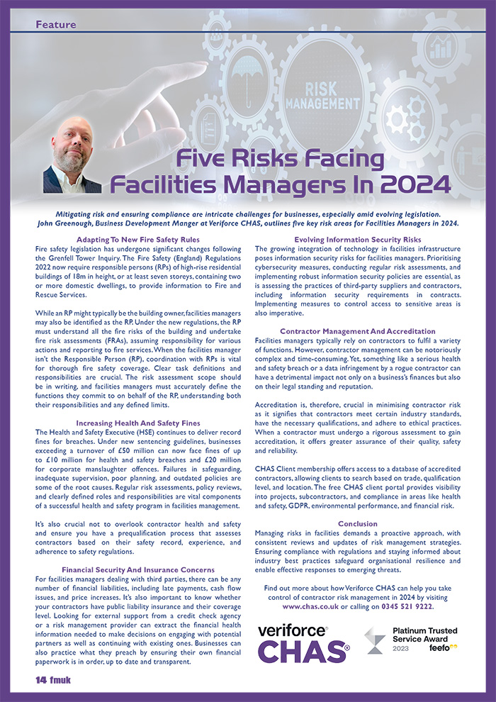 Five Risks Facing Facilities Managers In 2024