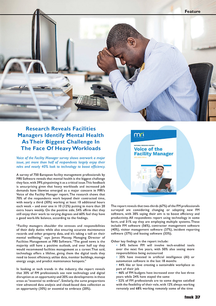 Research Reveals Facilities Managers Identify Mental Health As Their Biggest Challenge In The Face Of Heavy Workloads
