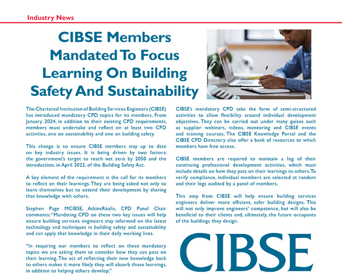 CIBSE Members Mandated To Focus Learning On Building Safety And Sustainability